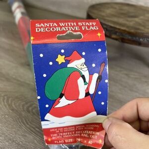 Vintage Yard Banner Flag Garden Christmas Santa 28 x 40 Handmade Outdoor 2 Sided